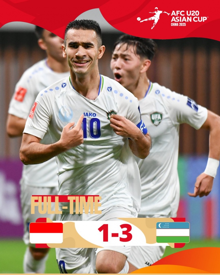  烏茲別克斯坦U20隊3-1印尼U20隊兩連勝晉級8強，印尼U20隊出局